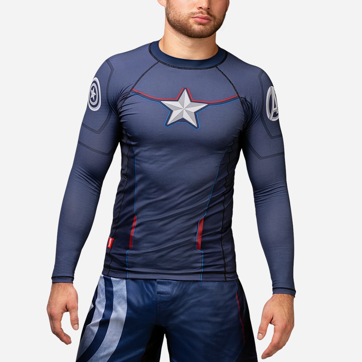 Hayabusa Captain America Long Sleeve Rash Guard Marvel Hero Elite Series Hayabusa Fight